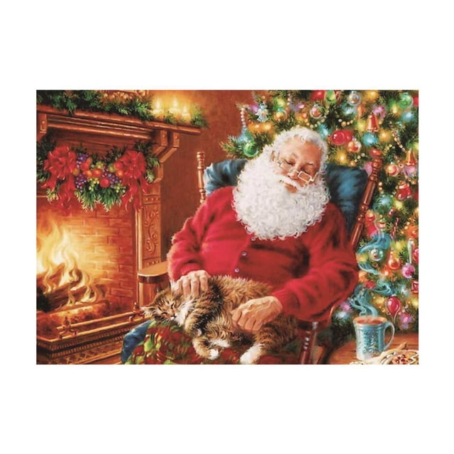 Navidad gato resina diamante costura DIY 5D Santa Claus pintura de diamantes de imitación bordado de cristal oficina en casa punto de cruz Eigraketly JR0622-03