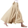 thumbnail image 2 of felwors Women's Cotton Linen Maxi Skirt - Flowy Boho Long Skirt with Ruffled Hem for Casual, Beach, Summer (Beige, L), 2 of 5
