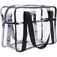 thumbnail image 1 of Bolsa de maquillaje, bolsa de aseo transparente, bolsa de cosméticos transparente gruesa de alta calidad, bolsa organizadora de almacenamiento grande para maquillador impermeable fácil de limpiar (neg, 1 of 5