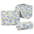 thumbnail image 2 of ZZkhGO Large Capacity Partitioned Storage Bag, Polyester Quilted Travel Organizer, Vintage Floral Makeup Pouch Set with 3 Sizes for Business Trips, 2 of 7