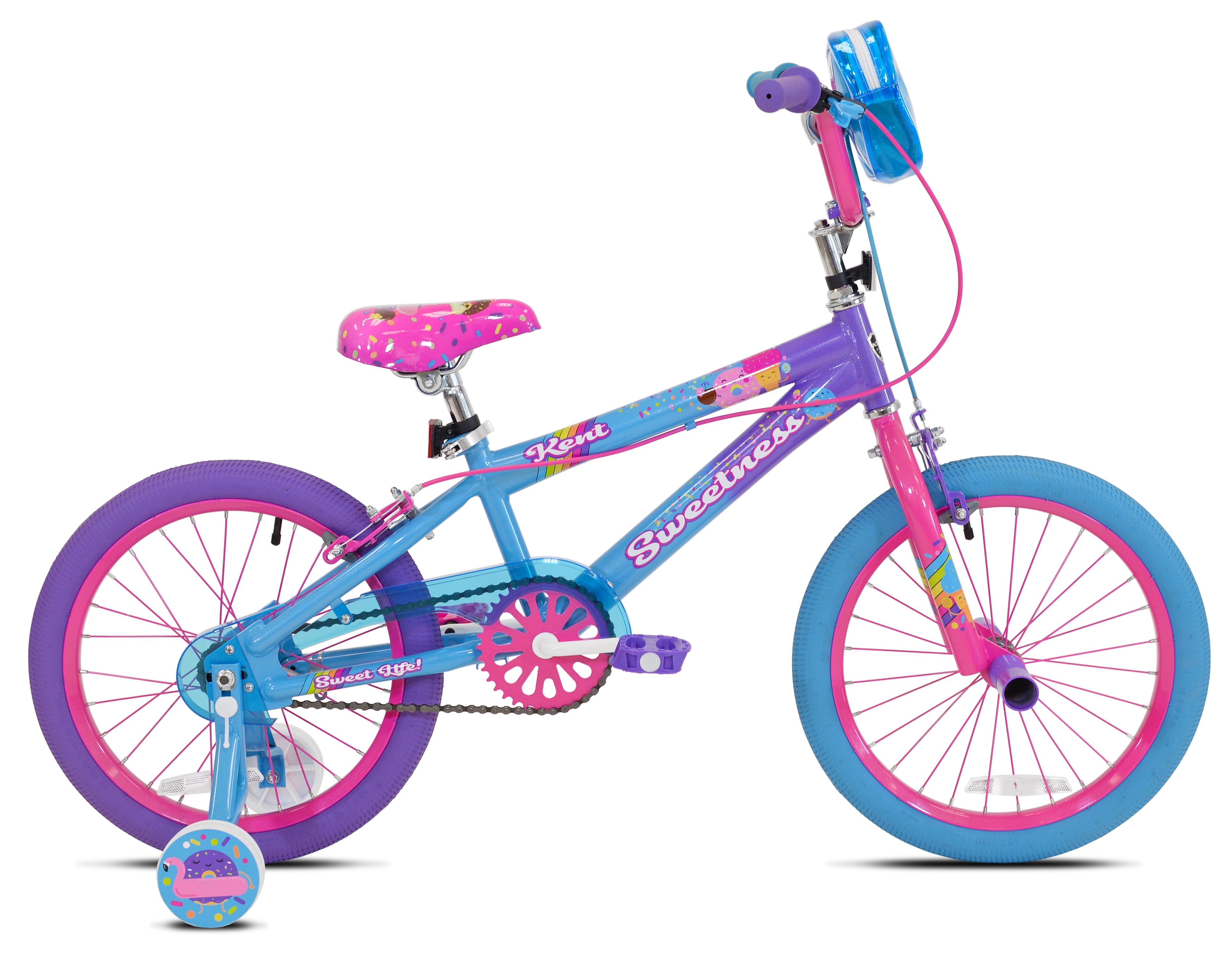 Kent 18" Sweetness Girls Bike Height 38" & Up Training Wheels Purple/Pink/Blue 