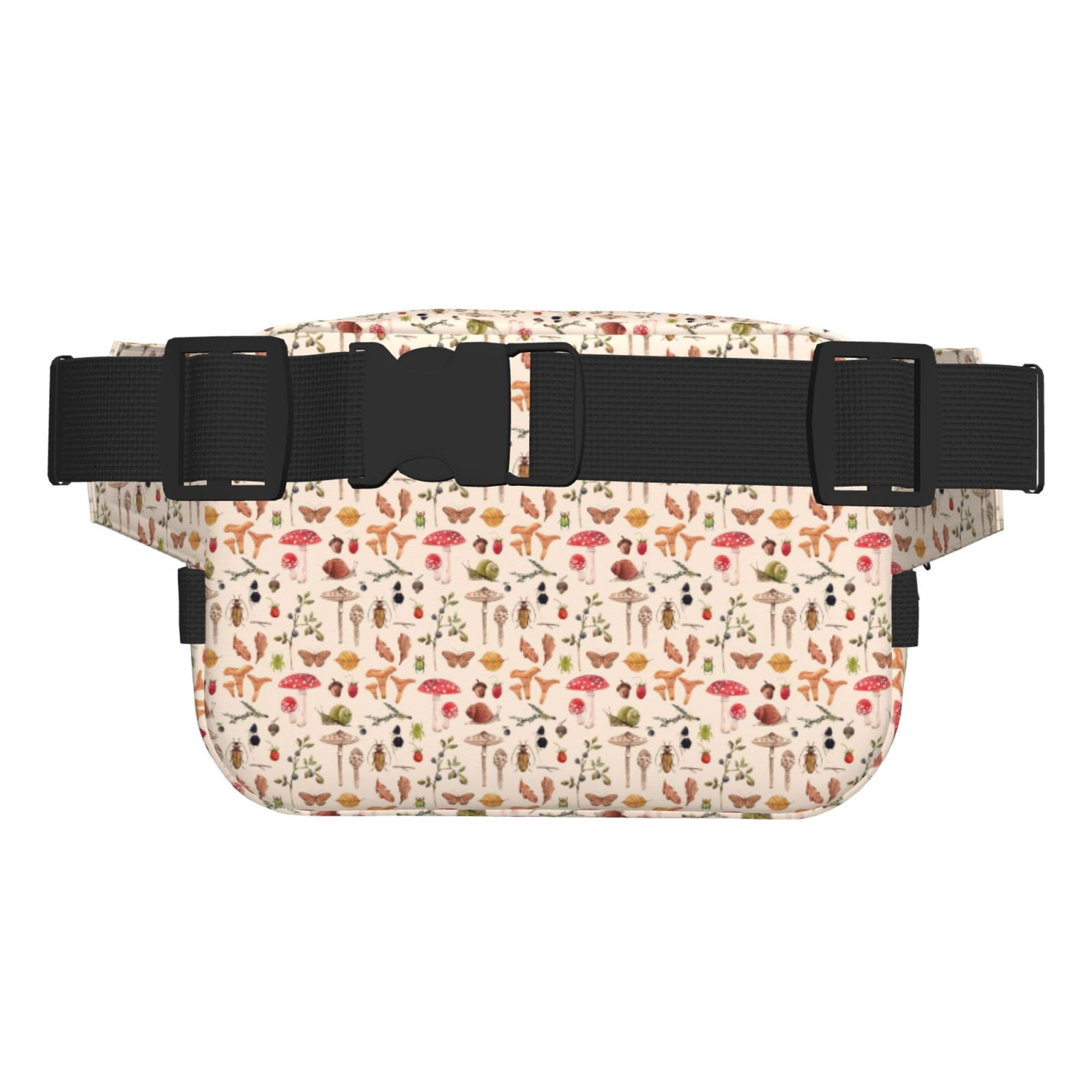 Picia Retro Autum Mushrooms Print Square Double-Layer Waist Bag Mini Adjustable Waist Belt Bag Exercise Running Travel Hiking