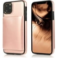 thumbnail image 6 of Card Slot Holder Wallet Case for iPhone 11 Pro Max 6.5 inch 2019, Premium PU Leather Case Kickstand with Hidden Magnetic Closure Flip Durable Shockproof Protective Cover - Rose Gold, 6 of 14