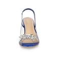 thumbnail image 6 of BLISSFUL STEP Women's Clear Slingback Rhines Peep Toe Block Heels Sandals Blue 7, 6 of 6