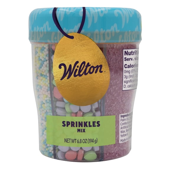 Wilton Easter Pastels Edible Sprinkle Mix, 6-Cell Variety Pack with Egg & Bunny Shapes, Jimmies & Sparkling Sugars, 6.8 oz.