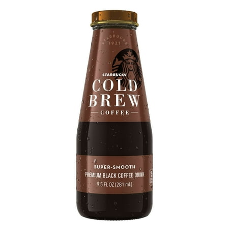 Starbucks Cold Brew Super-Smooth Premium Black Bottled Coffee Drink, 9.5 fl oz Bottle