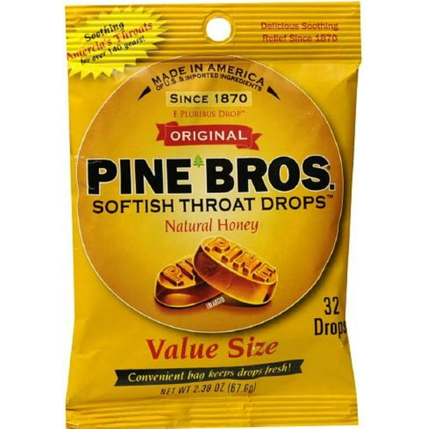 Pine Bros. Softish Throat Drops Value Pack, Natural Honey 32 ea (Pack