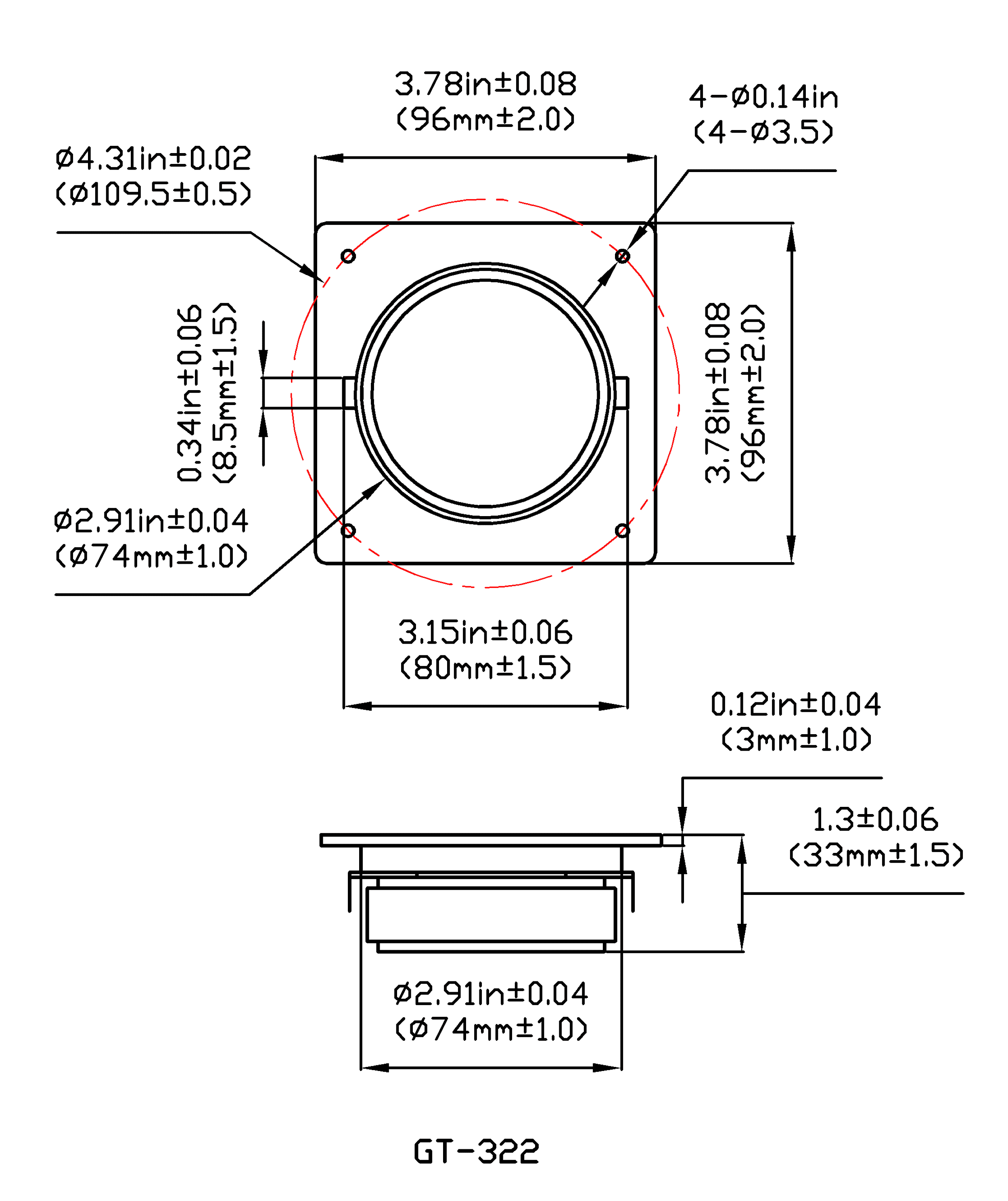 2 Goldwood Sound GT-322 Titanium Dome Tweeters 120 Watt each 8ohm Replacement Square Tweeters