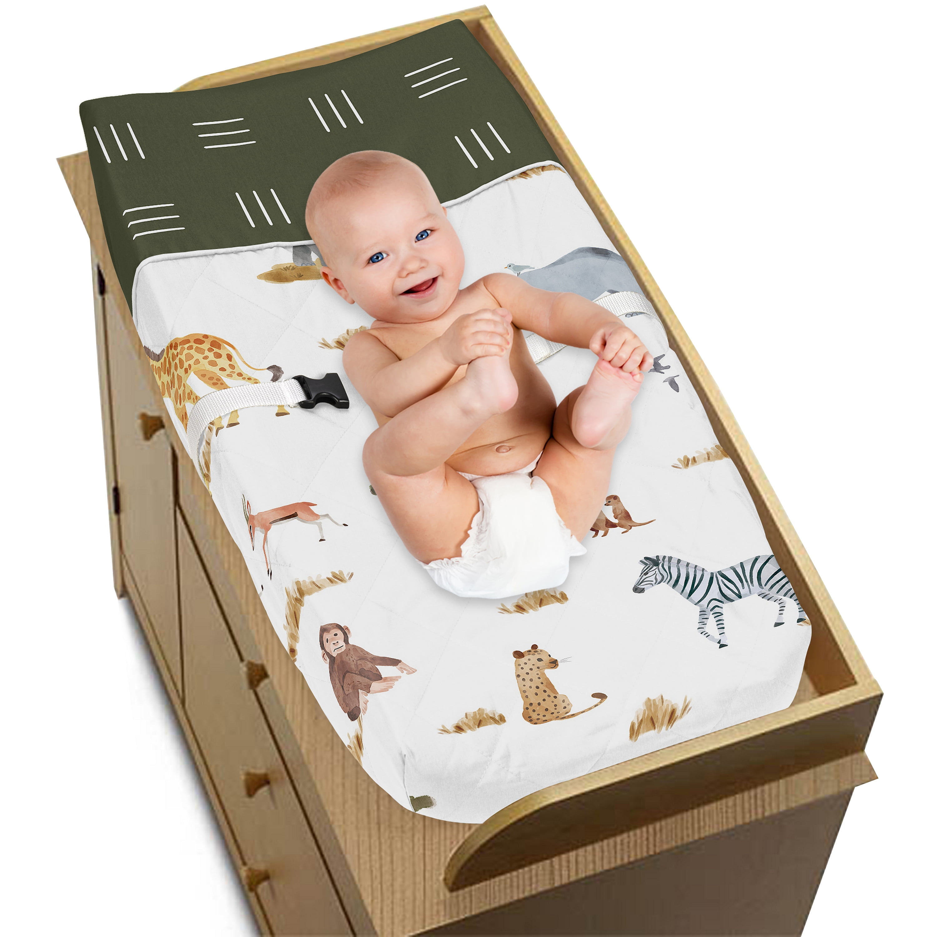 Sweet Jojo Designs Jungle Yellow Orange and White Changing Pad Cover