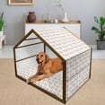 thumbnail image 2 of Floral Pet House, Romantic Bouquet of Lilies in Soft Colors Contour Style Floral Art, Outdoor & Indoor Portable Dog Kennel with Pillow and Cover, 5 Sizes, Olive Green Pale Pink, by Ambesonne, 2 of 4
