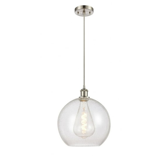 516-1P-WPC-G124-12 Innovations Lighting Ballston Athens 1 Light 12" Cord Hung Mini Pendant Seedy/Brushed Satin Nickel