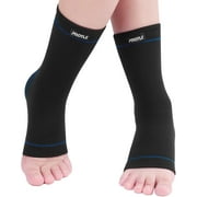 Protle Soft Ankle Brace Compression Support Sleeve (Pair) for Injury Recovery, Pain Relief, Joint Pain, Achilles Tendon, Plantar Fasciitis Foot Socks, Reduce Swelling, Arch Support (Blue, Medium