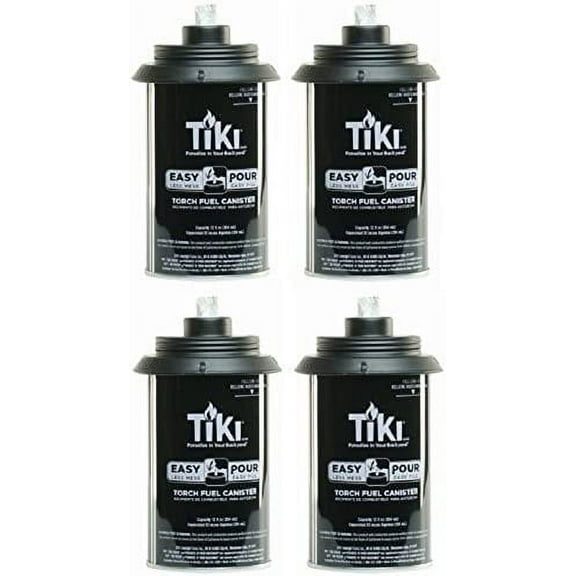 Tiki 1317054 Easy Pour Metal Replacement Torch Fuel Canisters w/Wick - Quantity 4