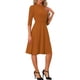 thumbnail image 4 of Vestido Vintage para Mujer INSPIRE CHIC de Manga 3/4 con Cuello Alto, Vestido A-Line de Oficina, Talla XS, Naranja Oscuro, 4 of 6