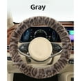 thumbnail image 3 of Leopard Print Car Steering Wheel Cover with Anti-Slip Rubber Ring Winter Warm Plush Auto Accessories Universal 15 Inch, O-Brown, 3 of 4