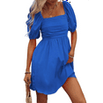 thumbnail image 3 of Mawalde Women'S Puff Short Sleeve Boho Dress Square Neck Summer A Line Dresses Blue L, 3 of 7