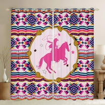 jejeloiu Western Cowgirl Blackout Curtains,Retro Aztec Geometric Curtains Pack of 2 (38x45 Each),Boho Bohemian Window Curtains For Teens,Luxury Bedroom Decor