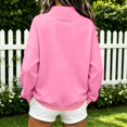 thumbnail image 5 of Womens Mock Neck Sweatshirts Oversized Pullover Fall Outfits Fall Fashion Clothes 2026,Long Sleeve,Comfort Soft Fleece,Casual Travel Work Hiking Outfit Pink XL, 5 of 7