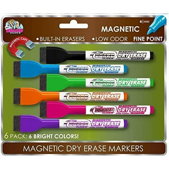 Mattel Board Dudes SRX Magnetic Dry Erase Markers 6-Pack Assorted Colors (DDM77), standart