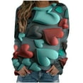 thumbnail image 5 of Qertyioot Chemise Cœur d'Amour Saint-Valentin Grande Taille Pull, Manches Longues Graphiques pour Femmes Col Rond Oversize, 5 of 5