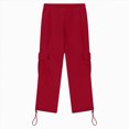 thumbnail image 5 of TAmten Boy Pants Size 7-8 Boys Baggy Cargo Sweatpants Straight Wide Leg Open Bottom Drawstring Elastic Waist Workout Athletic Joggers Sweat Pants(Red,7-8 Years), 5 of 7