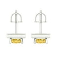thumbnail image 4 of 14K Solid Gold Screw Back Stud Earrings for Women | 2.24 cttw Princess Cut Simulated Yellow Diamond | White Gold, 4 of 5