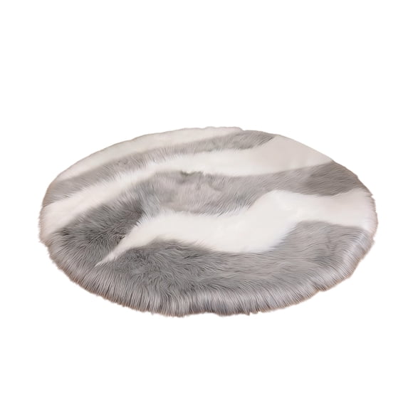 Grey Round Faux Wool Area Rug 23.62 Inches Soft Floor Mat for Bedroom Living Room Porch Entryway Dorm Home Decor