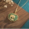 thumbnail image 5 of K-KED Jade Elephant Pendant Necklace Charm 18K Gold Plated Chain Vintage Dainty Gem, 5 of 8