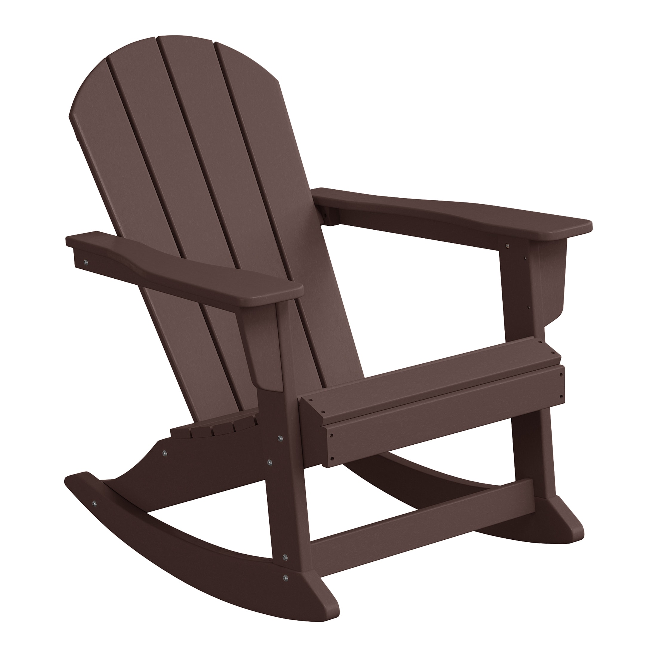 WestinTrends Malibu 3 Piece Outdoor Rocking Chair Set, All Weather Poly Lumber Porch Patio Adirondack Rocking Chair Set of 2 with Side Table, Dark Brown, 2 person, Polyethylene, Plastic