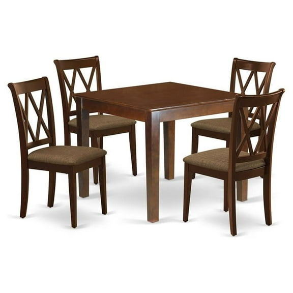 Pemberly Row 5-piece Wood Dining Set with Square Table in Mahogany