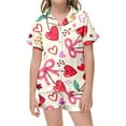 thumbnail image 1 of Pjs pour Filles Style Hawaïen Imprimé Cocotier Pyjamas en Satin pour Enfants Ensemble de Pyjama Fille Pastèque Rouge 8 Ans-9 Ans, 1 of 3