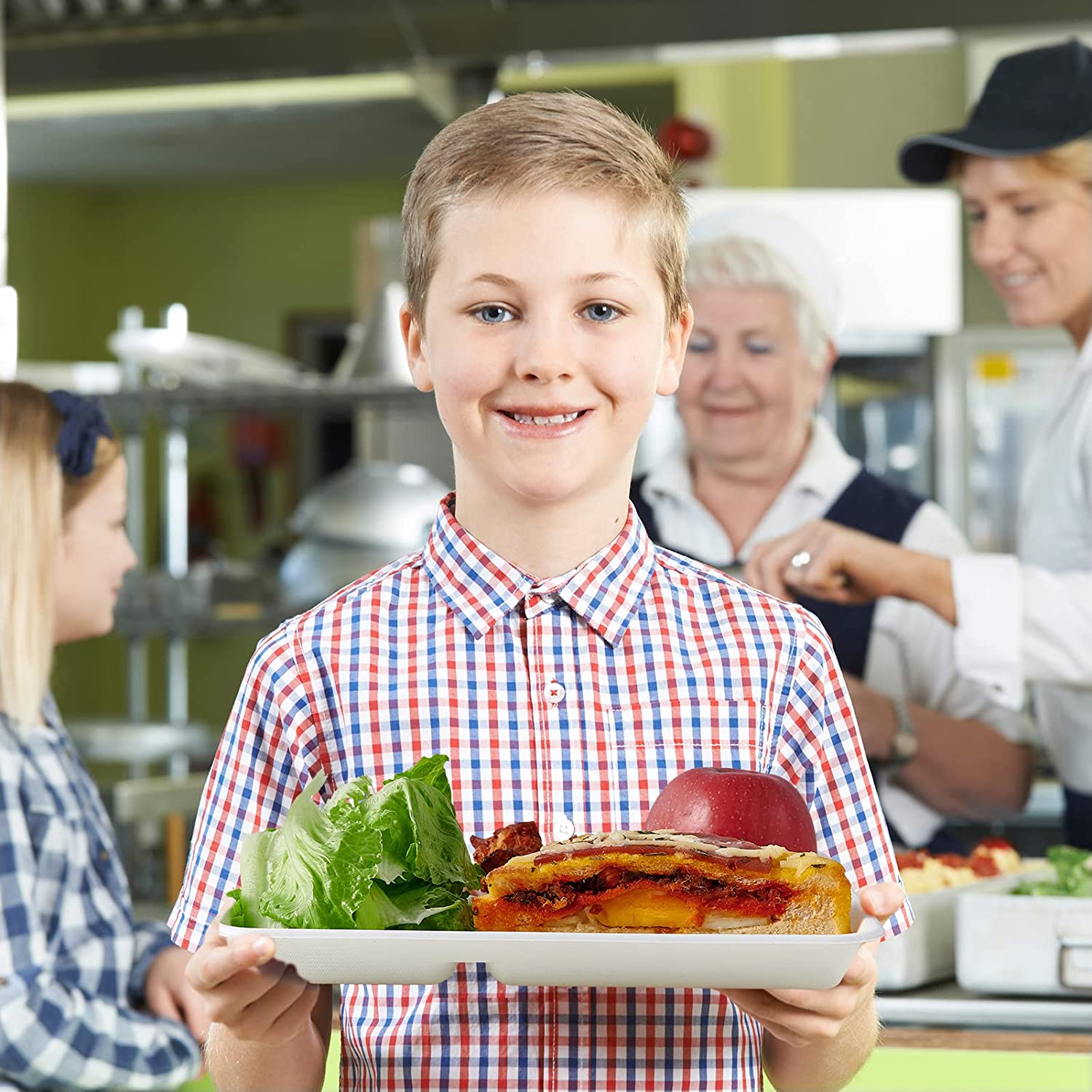 Jolly Chef Disposable Compartment Paper Plates, 10" x 8", 120 Count photo 3