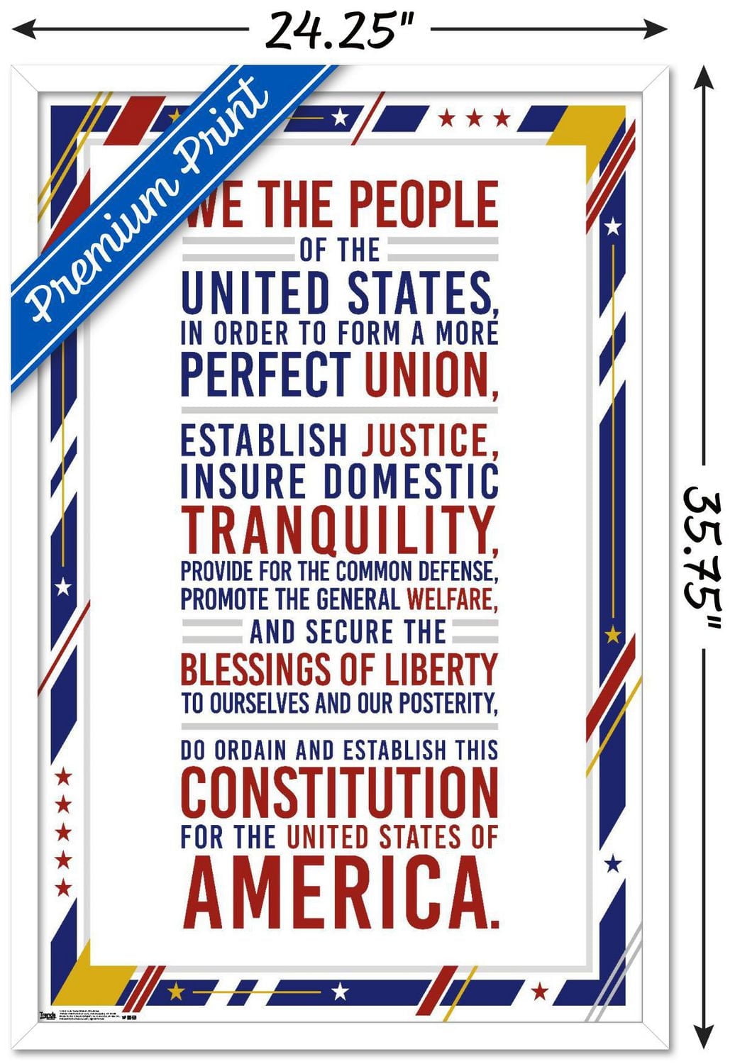 The United States Of America - Constitution Preamble Wall Poster, 22.375" x 34"