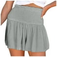 thumbnail image 3 of WAYUTE Shorts for Women Cotton High Elastic Waistband Pleated Ruffle Cute Beach Workout Flowy Skorts Casual Versatile Summer Dailywear, 3 of 5
