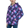 thumbnail image 2 of Pofeuu Skull starry sky flower leaf Print Teenage Zipper Hoodie Sweatshirts Hooded Casual Jackets With Pocket For Boys Girls-Medium, 2 of 6