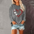 thumbnail image 2 of Trendy Sweatshirts Womens Long Sleeve Crew Neck Dog Paws Love Heart Print Pullover Tee Shirt Fall Winter Tops (M, Gray), 2 of 4
