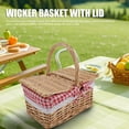 thumbnail image 3 of Cesta Mimbre Para Picnic, Cestas Ratán Para Jardín Con Tapa Y Asa, Cuerpo Tejido, Reforzada Con Tela Lino, Para Pascua, Camping, Dís La Madre Y Actividades Al Aire Libre, 3 of 7