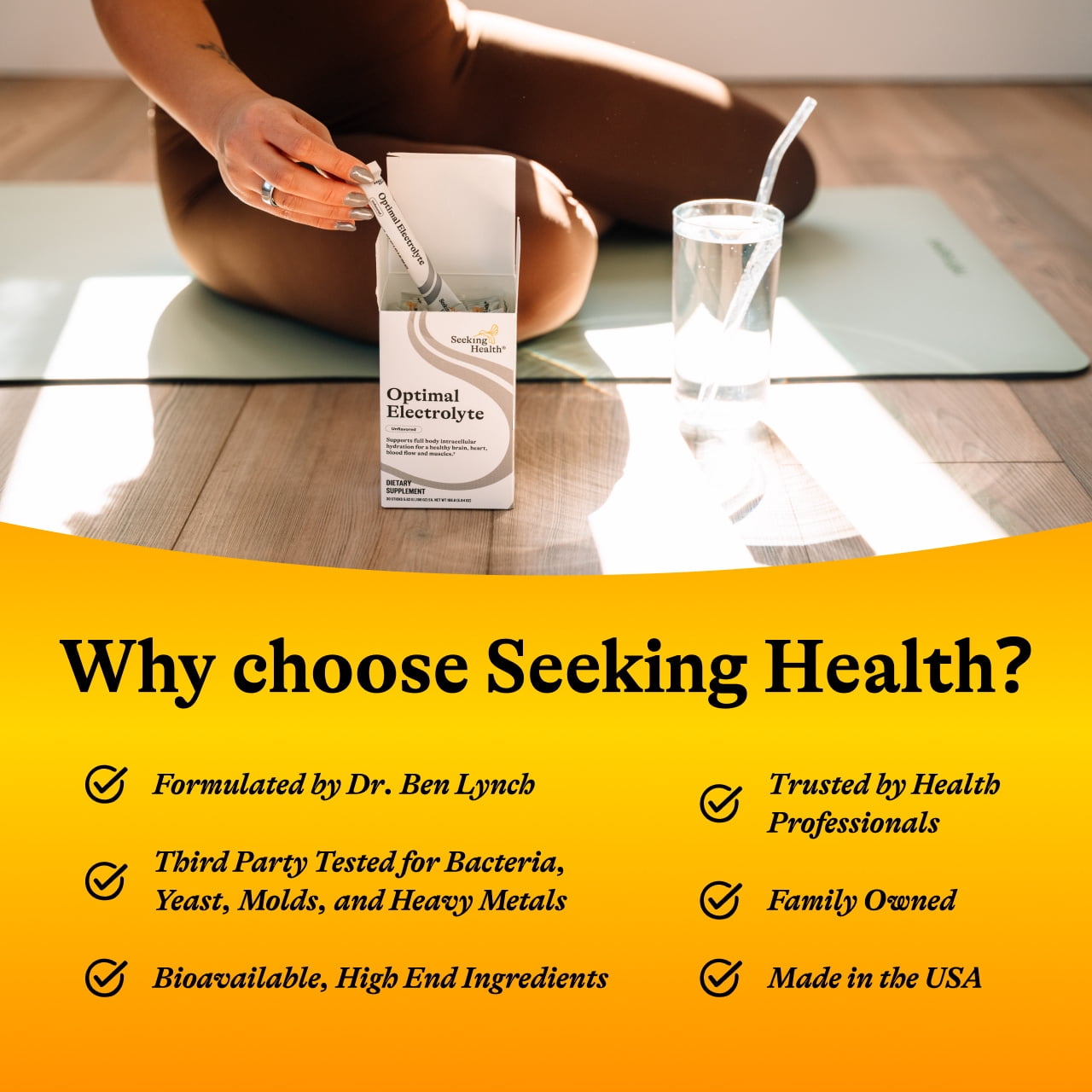 Seeking Health Optimal Electrolyte Sticks - Electrolyte Drink for Hydration, Heart & Muscle Recovery† Support - Supports Active Lifestyle - Vegan, Gluten-Free & Non-GMO - Unflavored, 30 Sticks