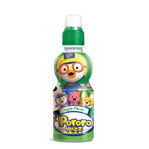 Paldo Fun & Yum Pororo Kids Apple Flavor Drink, Pack of 8, Fruit Juice Drinks with Comfortable Push-Pull Sports Cap, Perfect Drink for Children 7.95 fl oz. x 8