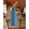 thumbnail image 5 of Table Runner Dresser Scarves 72 Inch Long, Wave Dotted Line Texture Linen Dining Table Runners Modern Blue Gradient Ombre Tabletop Scarf for Wedding Holiday Party Kitchen, 5 of 7