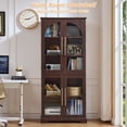thumbnail image 6 of Joaxswe 72" Tall Arched Bookshelf Set of 2, Kitchen Pantry Storage Cabinet, 6-Tier Bookcase with 2 Doors for Living Room, Kitchen, Home Office,Walnut, 6 of 9