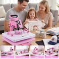 thumbnail image 3 of Adnoom Heat Press 15x15, 5 in 1 Multifunctional Shirt Press Machine Combo, 360° Swing Away Heat Transfer Sublimation with LED Display for T-shirts Mugs Hat Plate Cap Pink, 3 of 9