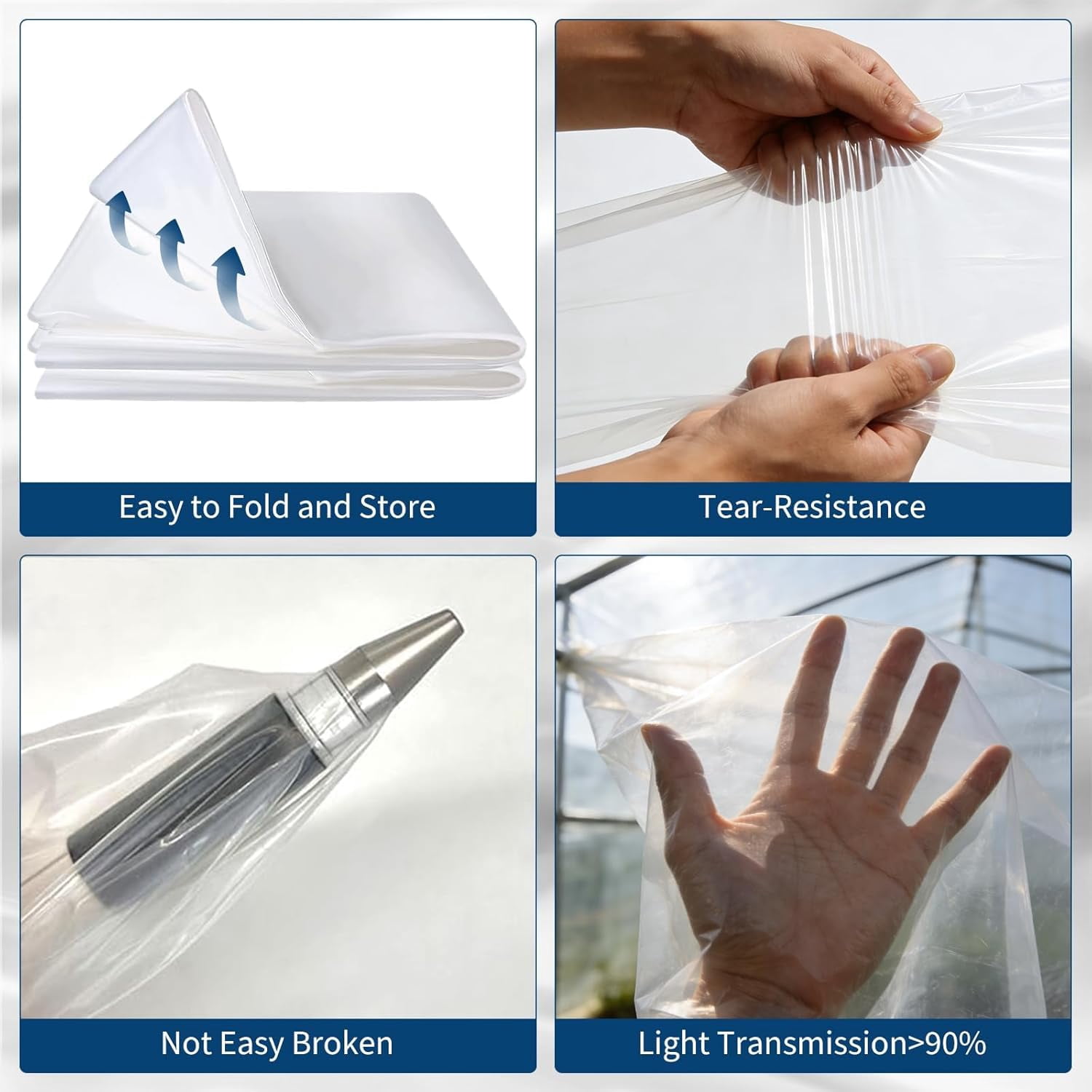 QinaQin 26x50 FT Greenhouse Plastic Sheeting,6 Mil Thickness,Waterproof Plastic Covering for Winter,UV Resistant Clear Polyethylene Film for Farms,Garden,Transparent