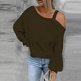 thumbnail image 2 of ShomPort Womens Fall Fashion Long Sleeve One Shoulder Tops Solid Color Lantern Long Sleeve Blouse Shirt, 2 of 5
