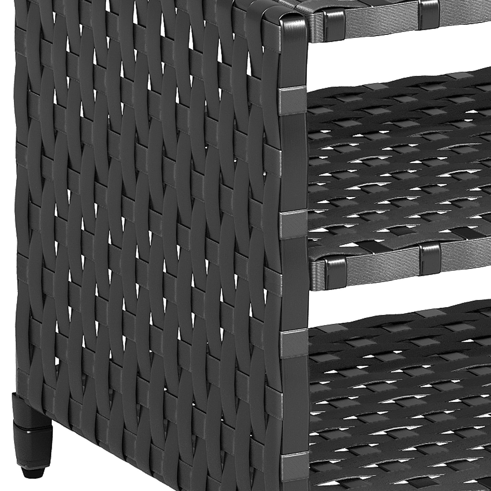 Uforic Woven Outdoor Pool Storage, Shoe Cabinet with Bench, Multi-Layer Storage - Durable PE Rattan Storage for Garden, Poolside, or Patio (Black)