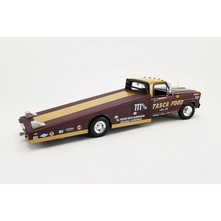 Acme 1970 Ford F-350 Ramp Truck - Tasca Ford, Burgundy Diecast Toy