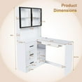 thumbnail image 4 of Montary Corner L-Shaped Computer Desk with Glass Display Cabinets & Built-in LED Lights - Office Desk with USB Charging Ports, Keyboard Tray,Compact and Functional Design,White, 4 of 10