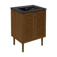 thumbnail image 3 of Bron 24" Freestanding Bathroom Vanity in Brown Oak with Black 3-Hole Centerset Sink Top, 3 of 7