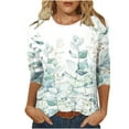 thumbnail image 2 of Womens Tops Plus Size Three Quarter Sleeve Retro Round Neck Easter Printed Loose Blouse Blouse Sales or, 2 of 4
