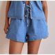 thumbnail image 5 of Conjunto de Dos Piezas de Mezclilla con Lazo Frontal para Mujer, Sin Mangas, Escote en V Profundo, Chaleco, Pantalones Cortos de Cintura Elástica Azul M, 5 of 9